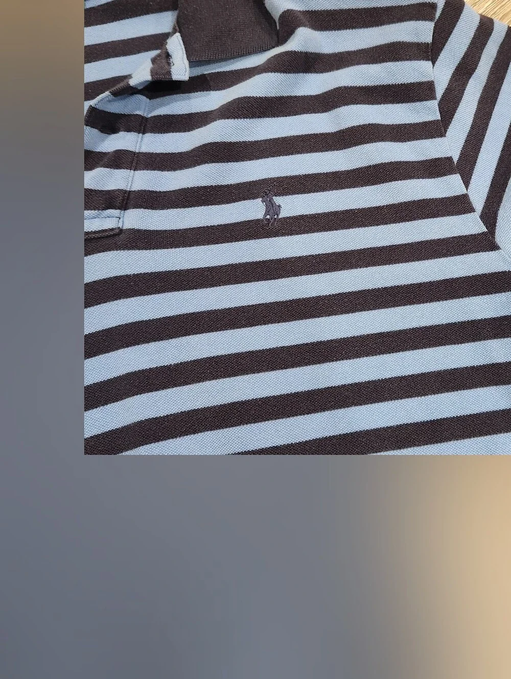 Ralph Lauren XL Striped Short-Sleeve Polo in Light Blue and Dark blue